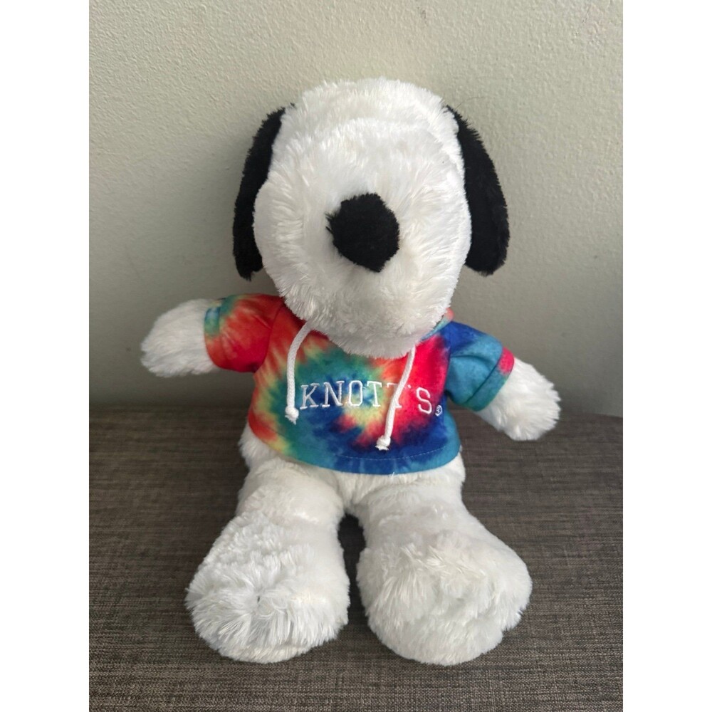Peanuts Knott’s Berry Farm Snoopy Plush 15” w/ Tie Dye Hoodie